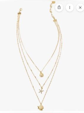 Lilly Pulitzer Seaside Statement Necklace in Gold three strands with charms NWT